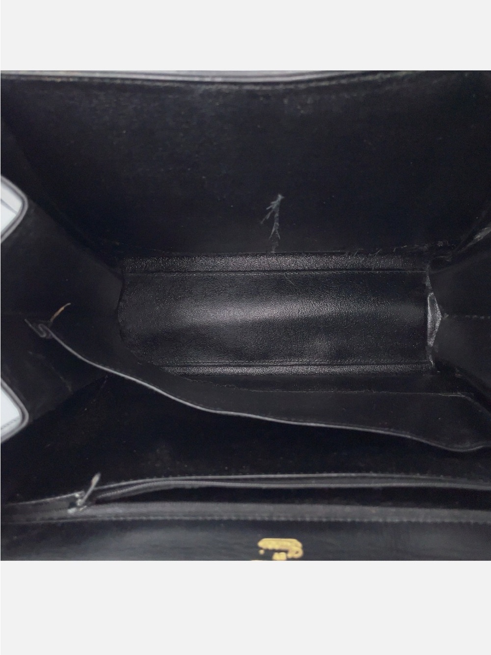 Vintage Gucci Black Leather Satchel with Gold & Lapis Lazuli Accent - Picture 4 of 7